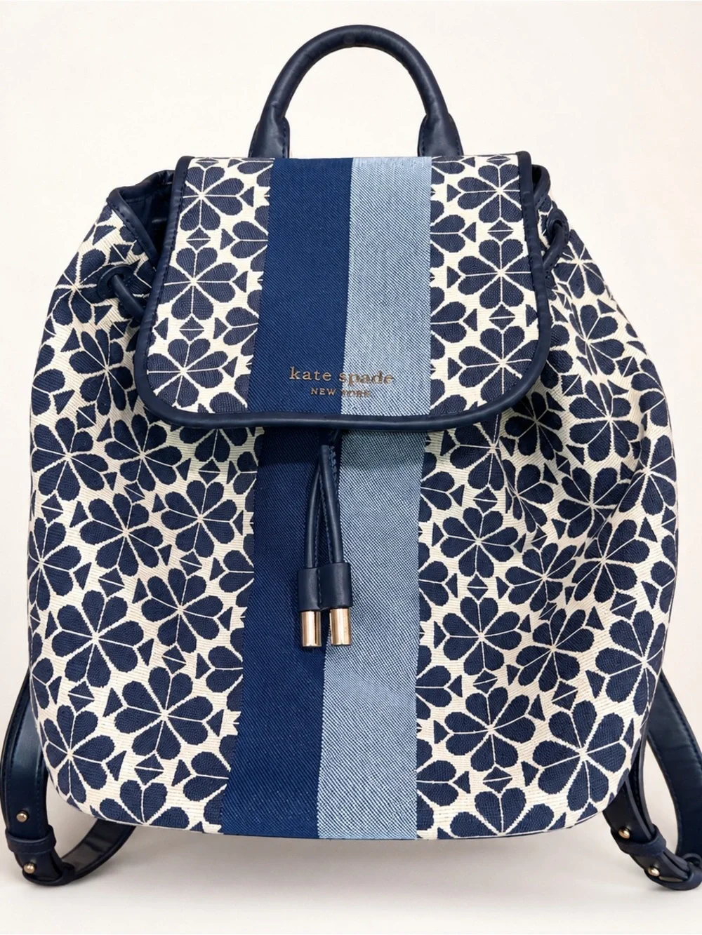 kate spade Navy Floral Stripe Drawstring Backpack